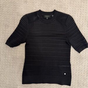 Ted Baker Charcoal Ribbed Knit Top